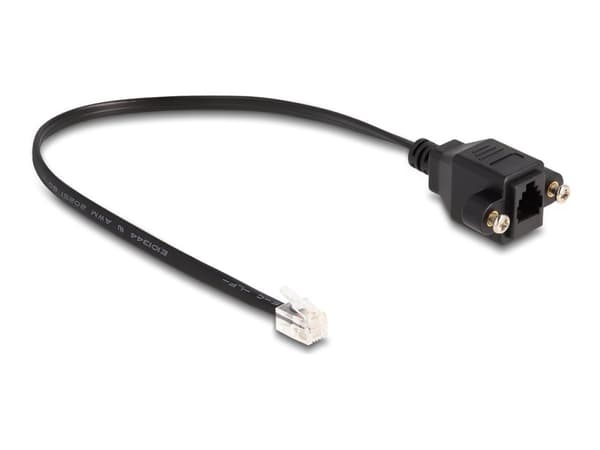 Delock - Telefonförlängningskabel - RJ-10 (hane) till RJ-10 (hona) skruvbar - 30 cm - svart