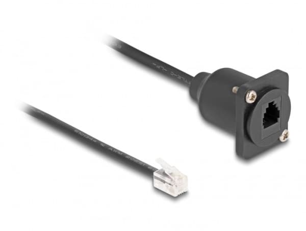 Delock - Telefonförlängningskabel - RJ-10 (hane) till RJ-10 (hona) skruvbar - 30 cm - svart