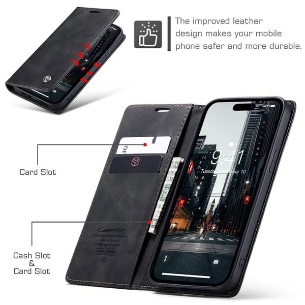 CASEME Plånboksfodral iPhone 15 Pro - Svart
