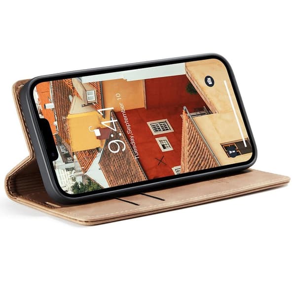 CASEME Retro Lompakkokotelo iPhone 15 Prolle - Ruskea