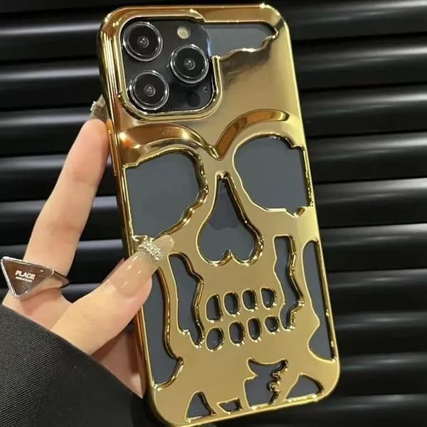 Metalliskt Skelett Mobilskal för iPhone 14 - Premiumskydd med Cool Design Guld One-size