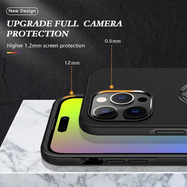Till iPhone 15 Pro Hybrid skal med Finger Ring - Svart