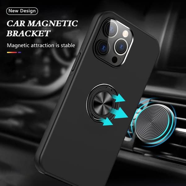 Till iPhone 15 Pro Hybrid skal med Finger Ring - Svart