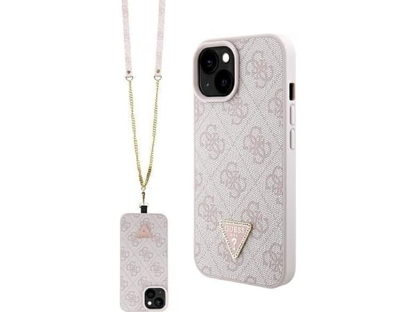 Guess GUHCP15SP4TDSCPP iPhone 15 6.1" vaaleanpunainen/vaaleanpunainen kova kotelo Crossbody 4G Metallic Logo