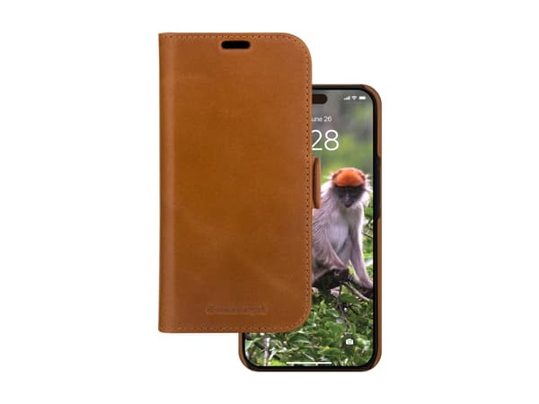 dbramante1928 Lynge, Folio-kotelo, Apple, iPhone 15, Ruskea