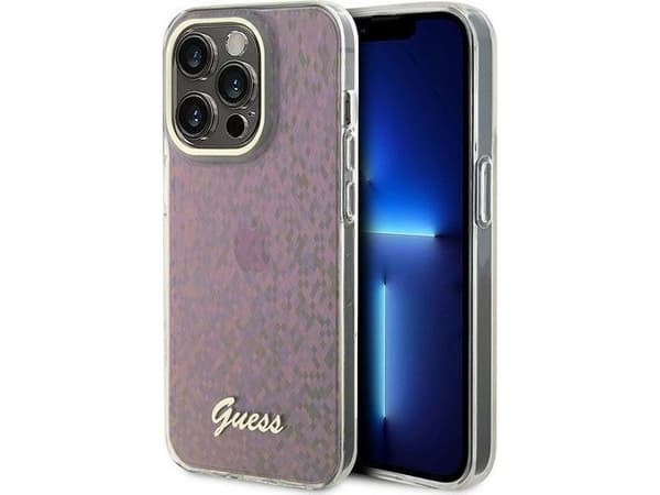 Kotelo Guess IML Faceted Mirror Disco Iridescent iPhone 15 Pro Maxille - vaaleanpunainen