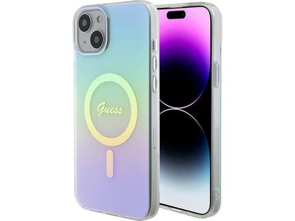 Guess GUHMP15MHITSQ iPhone 15 Plus / 14 Plus 6.7" turkoosi/turkoosi kovakotelo IML Iridescent MagSafe