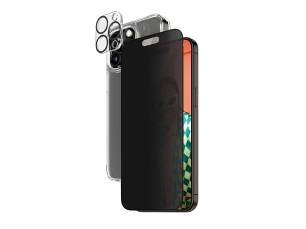 PanzerGlass Privacy 3-in-1-Pack iPhone 2023 6.7 Pro Max, Apple, Apple - iPhone 15 Pro Max, Asennus kuivana, Iskunkestävä, Läpinäkyvä, 1 kpl
