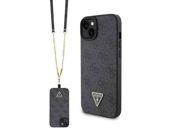 Guess GUHCP15SP4TDSCPK iPhone 15 6.1" svart/svart hardt deksel Crossbody 4G metalllogo