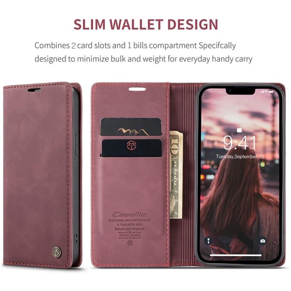 CASEME Plånboksfodral iPhone 15 - Röd