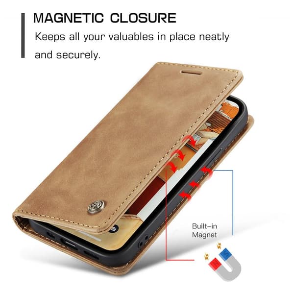 CASEME Retro tegnebog taske til iPhone 15 - Brun