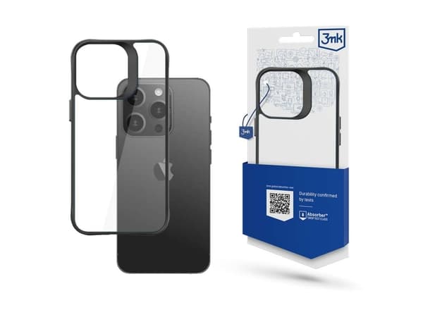 Apple iPhone 15 Pro Max - 3mk Satin Armor Case+ (svart og gjennomsiktig)