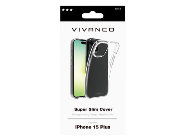 Vivanco Super Slim, Etui, Apple, iPhone 15 Plus, 17 cm (6.7"), Gjennomsiktig
