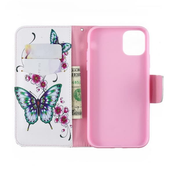 Lompakkokotelo iPhone 15 - Perhosia Ja Kukkia