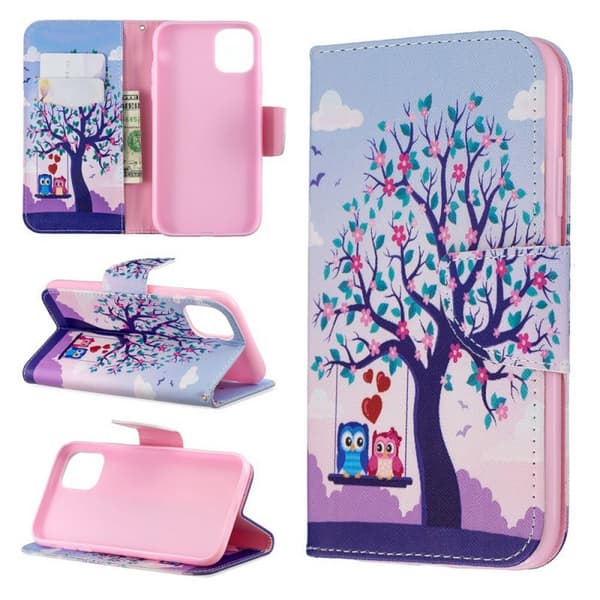 Lompakkokotelo iPhone 15 - Pöllöt Keinussa