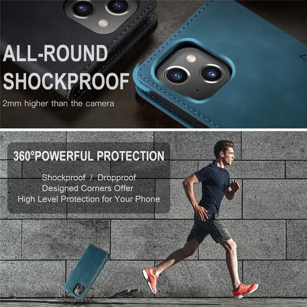 CaseMe Slim Plånboksfodral iPhone 15 Blå