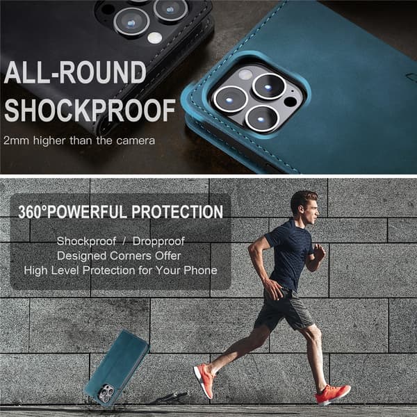 CaseMe Slim Plånboksfodral iPhone 15 Pro Blå