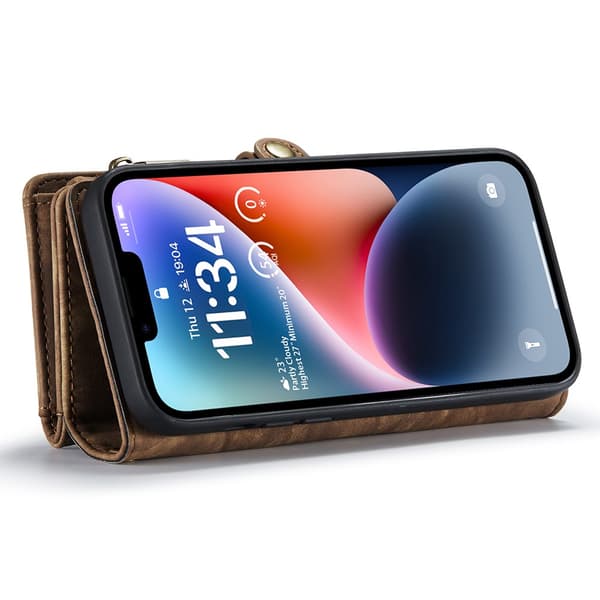 CaseMe Multi-Slot 2 i 1 Plånboksfodral iPhone 15 Plus Brun
