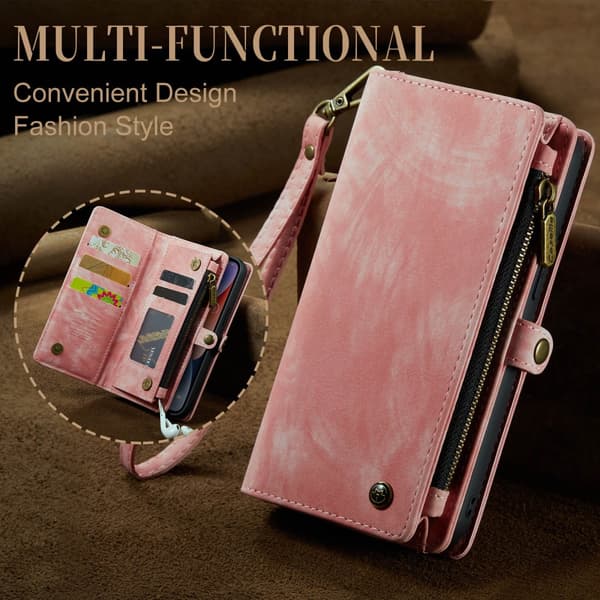 CaseMe Multi-Slot 2 i 1 Plånboksfodral iPhone 15 Rosa