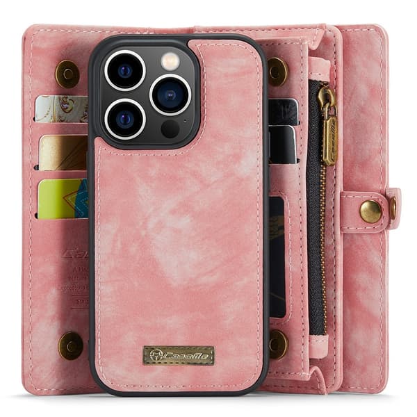 CaseMe Multi-Slot 2 i 1 Plånboksfodral iPhone 15 Pro Rosa