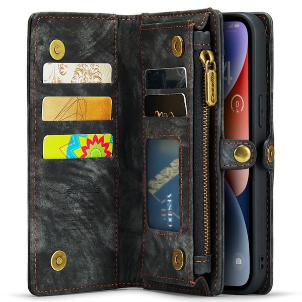 CaseMe Multi-Slot 2 i 1 Plånboksfodral iPhone 15 Pro Max Svart