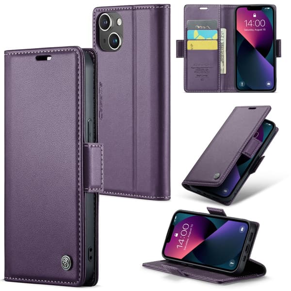 CaseMe Slim Plånboksfodral RFID-skydd iPhone 15 Lila