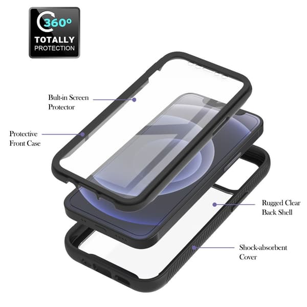 360 Full Cover Edge Case iPhone 12 Mini Black