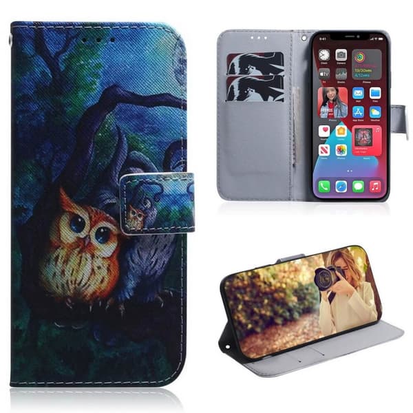 Lompakkokotelo iPhone 15 Pro Max - Pöllöt Kuunvalossa