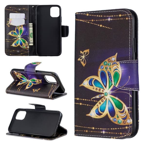 Plånboksfodral iPhone 15 Plus – Guldfjäril