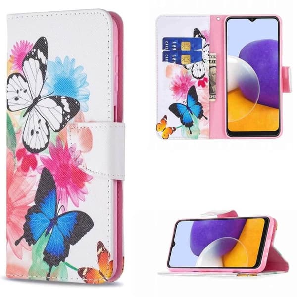Lompakkokotelo Samsung Galaxy S23 - Värikkäitä Perhosia