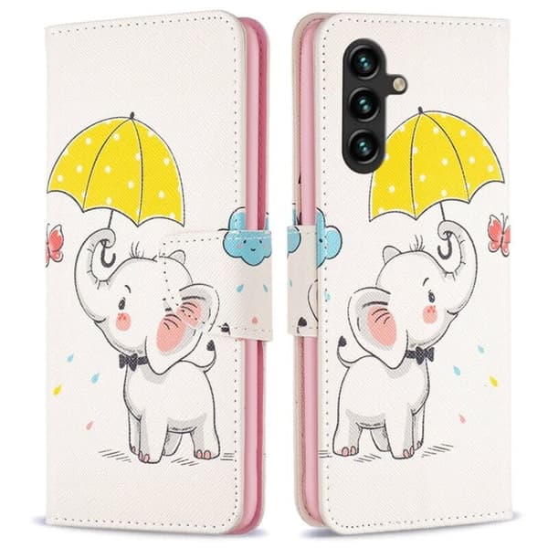 Lompakkokotelo Samsung Galaxy S23 FE - Elefantti Sateenvarjolla