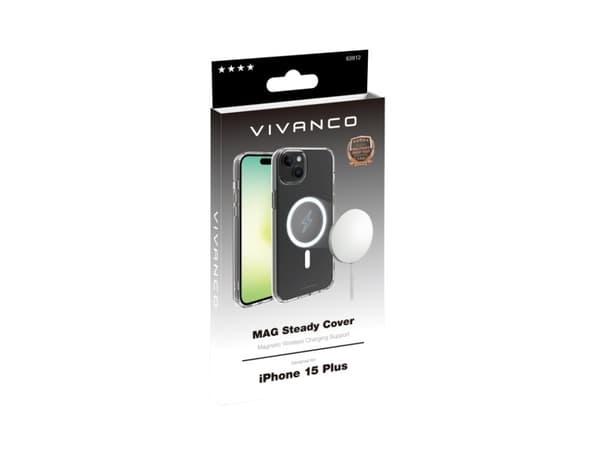 Vivanco Mag Steady, Omslag, Apple, iPhone 15 Plus, 17 cm (6.7"), Transparent