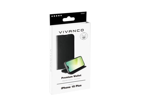 Vivanco Premium Wallet, Plånbok, Apple, iPhone 15 Plus, 17 cm (6.7"), Svart
