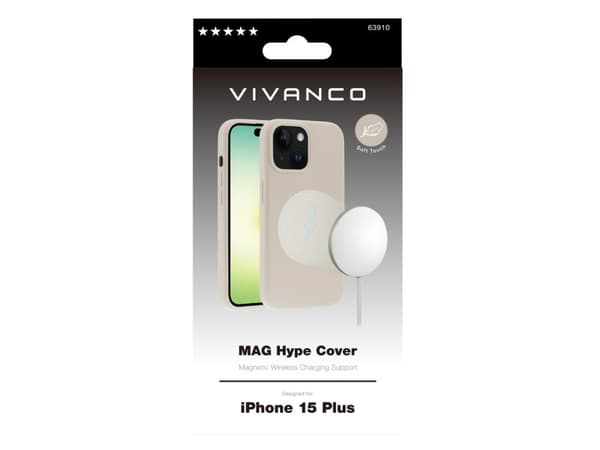 Vivanco Mag Hype, Etui, Apple, iPhone 15 Plus, 17 cm (6.7"), Beige