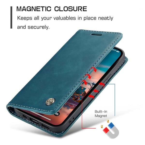 CASEME Retro tegnebog taske til iPhone 15 Plus - Blå
