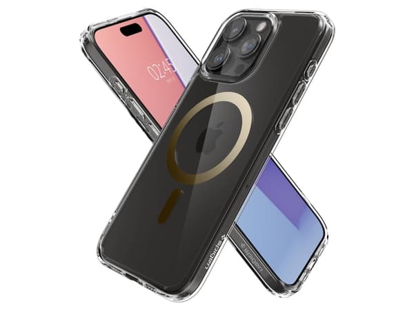 Spigen Ultra Hybrid MagFit - Baksidedeksel for mobiltelefon - MagSafe-samsvar - polykarbonat, termoplast-polyuretan (TPU) - gjennomsiktig, gull - for