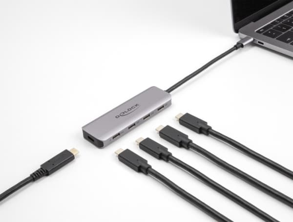 DeLOCK 64238, USB 3.2 Gen 1 (3.1 Gen 1) Type-C, USB 3.2 Gen 1 (3.1 Gen 1) Type-C, 5000 Mbit/s, Grå, Metall, Rund kabel