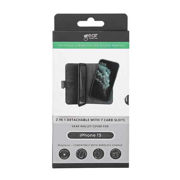 Gear Mobilfodral 2-i-1 7 Kortfack MagSeries Svart till iPhone 15