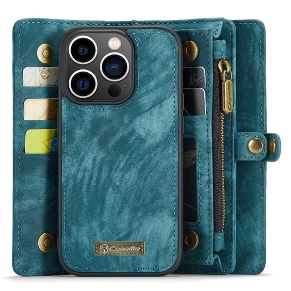 CASEME iPhone 15 Pro 2-in-1 lompakkopuhelimen kuori - sininen