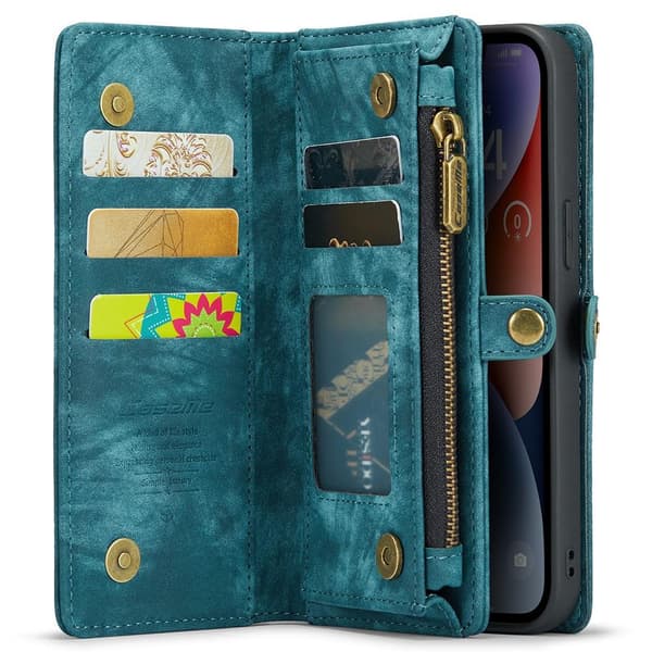 CASEME iPhone 15 Pro 2-in-1 lompakkopuhelimen kuori - sininen