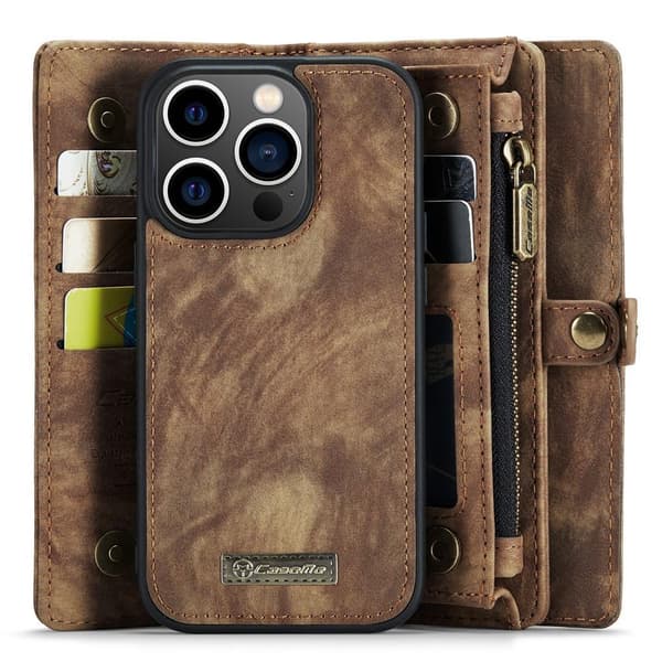 CASEME iPhone 15 Pro 2-in-1 Lompakon Puhelimen Kuori - Ruskea