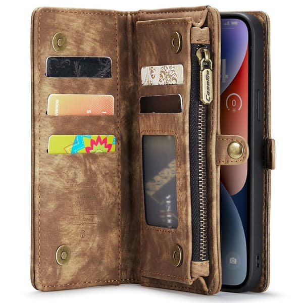 CASEME iPhone 15 Pro 2-in-1 Lompakon Puhelimen Kuori - Ruskea