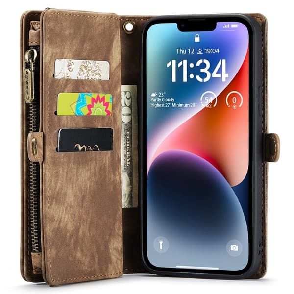CASEME iPhone 15 Pro 2-in-1 Lompakon Puhelimen Kuori - Ruskea
