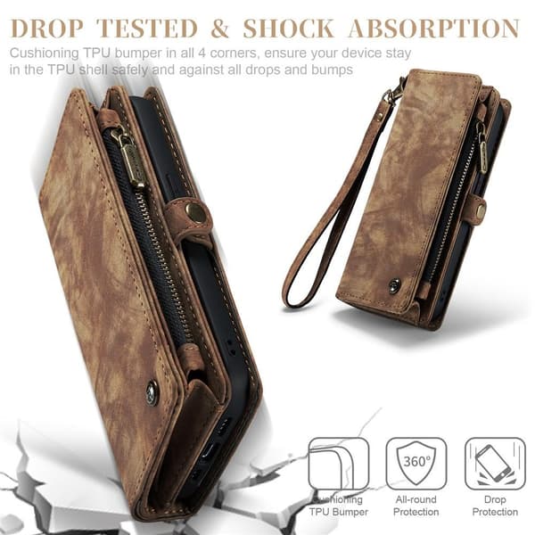 CASEME iPhone 15 Pro 2-in-1 Lompakon Puhelimen Kuori - Ruskea