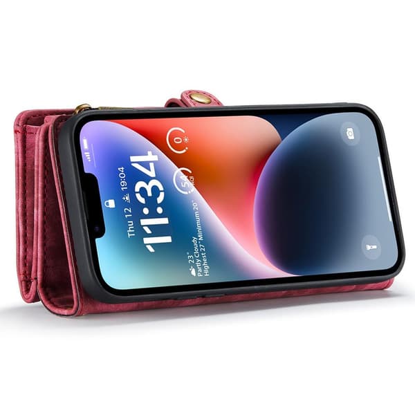 CASEME iPhone 15 Pro 2-i-1 tegnebog telefonskal - rød