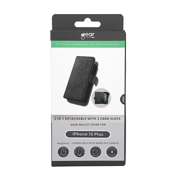 Gear Mobiletui 2-i-1 3 Kort MagSeries Sort - iPhone 15 Plus