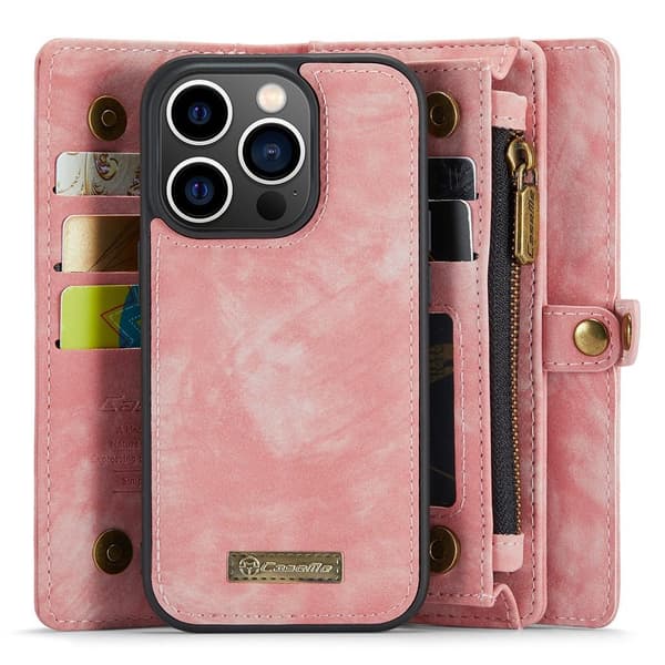 CASEME iPhone 15 Pro Retro plånboksfodral - Rosa