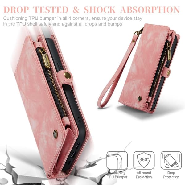 CASEME iPhone 15 Pro Retro plånboksfodral - Rosa