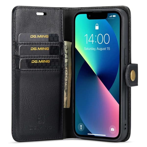 DG.MING iPhone 15:lle Irrotettava 2-in-1-lompakkokuori