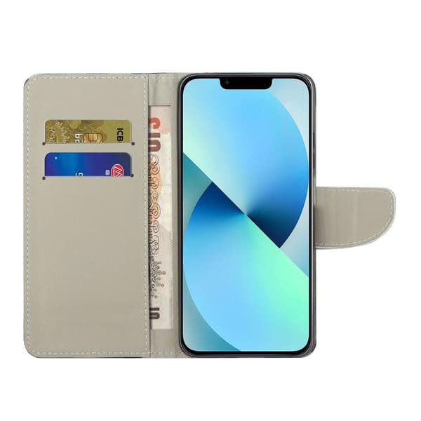 Til iPhone 15 tegnebogstativetui mønstertelefoncover - Camouflage